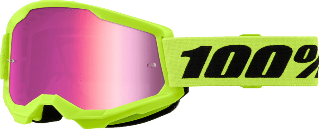 Okuliare 100% Strata 2 Neon Yellow - Mirror Pink Lens