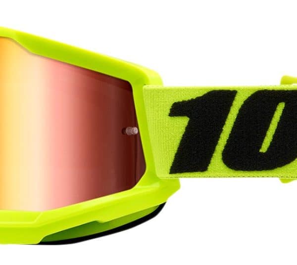 Okuliare 100% Strata 2 Fluo Yellow Mirror Red Lens - detské