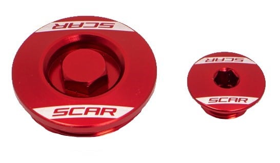 Inšpekčné skrutky motora SCAR Honda CRF 150/450 (02-) 250 (10-17) červené