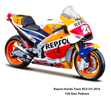 Model motocykla Repsol Honda Team RC213V No.26 Dani Pedrosa 1:18